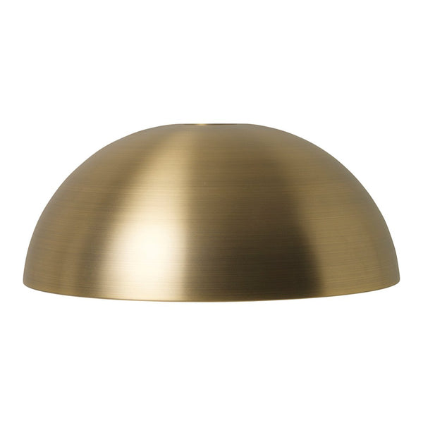 Brushed brass dome lampshade in a sleek, minimalist design with a smooth metallic finish. Perfect for modern decor.