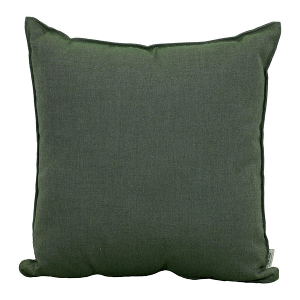 Olive green textured throw pillow with a simple, solid pattern, perfect for home decor.