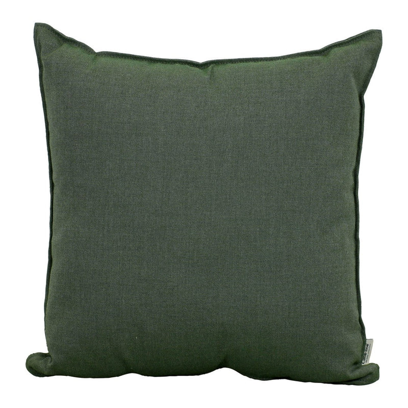 Olive green textured throw pillow with a simple, solid pattern, perfect for home decor.