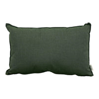 Rectangular green pillow with a smooth texture and subtle stitch detailing along the edges.