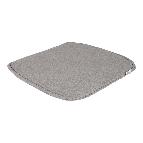 Gray padded cushion with a smooth, solid texture and rounded edges. Ideal for versatile home decor.