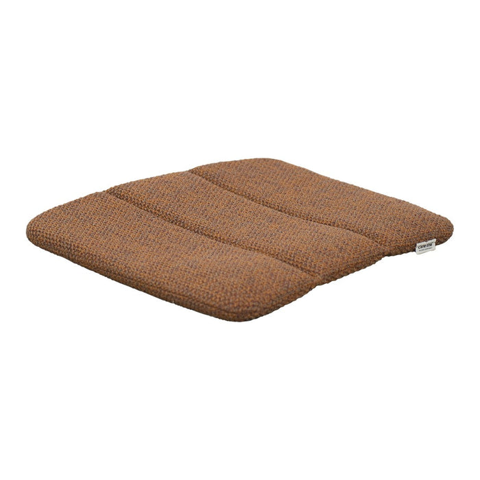 Brown cushioned seat pad with a textured pattern, featuring three distinct sections for added comfort and style.