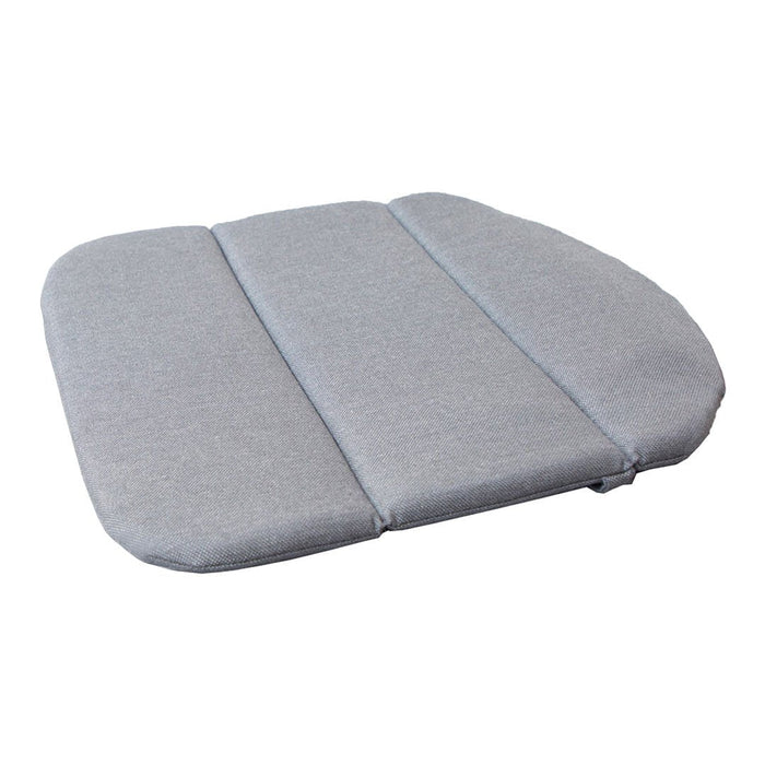 Gray cushioned seat pad with a smooth texture and subtle stitched lines, perfect for adding comfort.