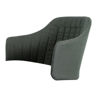 Textured dark green chair with a modern, minimalist design and subtle quilted pattern.