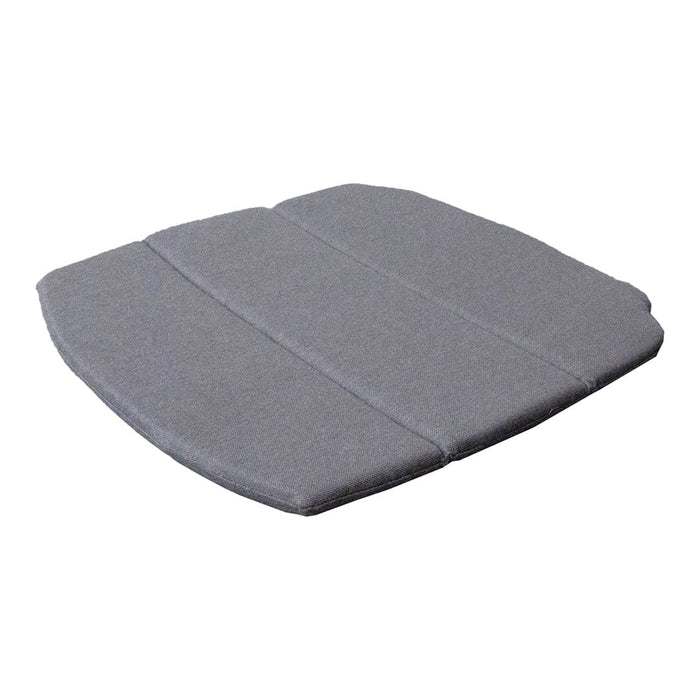 Gray cushioned seat pad with a smooth, textured surface and three stitched sections for added comfort.