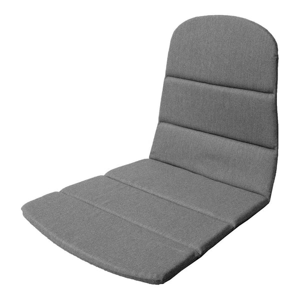 Gray upholstered folding chair with a smooth texture and subtle horizontal stitching pattern. Perfect for indoor or outdoor use.
