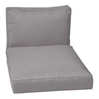 Gray outdoor lounge chair cushion with a simple, solid pattern for modern decor. Ideal for comfort and style.