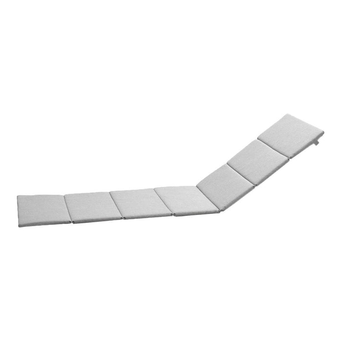 Light gray folding lounge chair with smooth, modern design and subtle padded sections for added comfort.