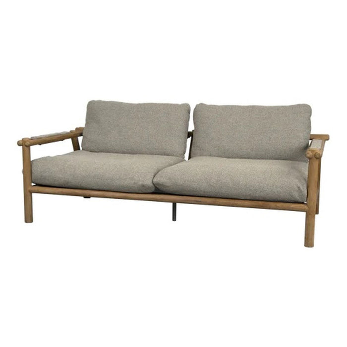 Light beige cushions on a natural bamboo frame, offering a cozy and modern minimalistic design.