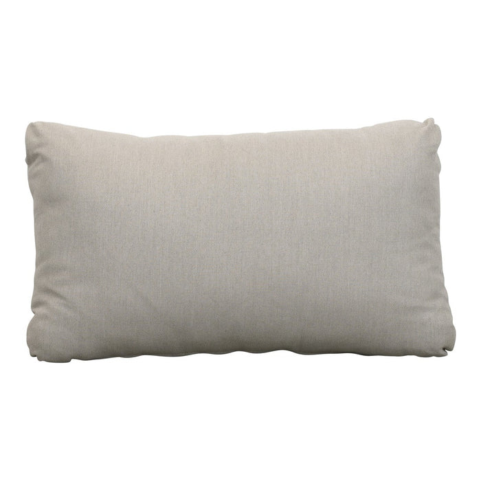 Beige rectangular pillow with a smooth, textured fabric and subtle, blended patterns. Perfect for modern decor.