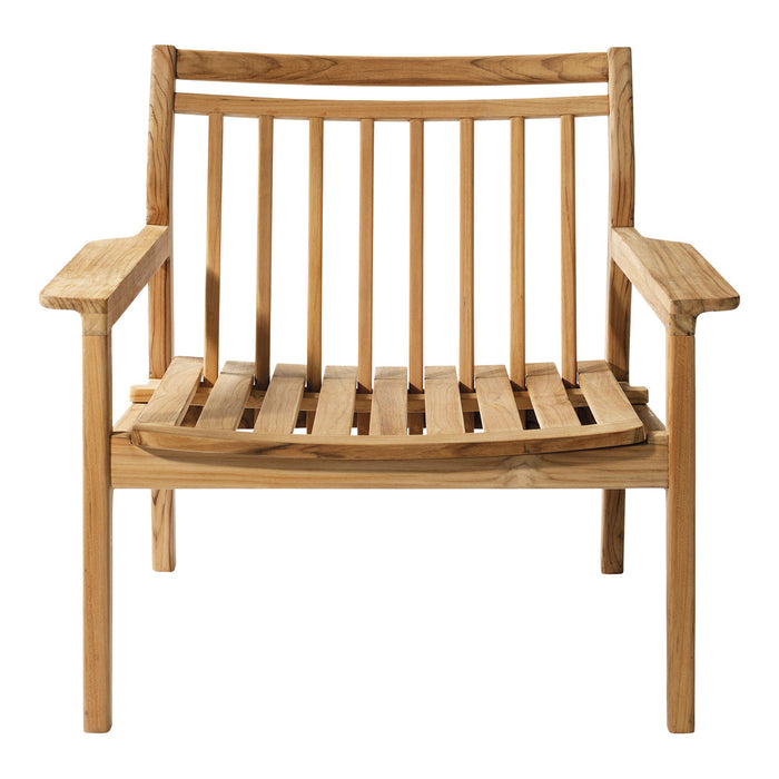 Natural wood finish with smooth lines and vertical slats for a minimalist, contemporary look. Perfect for outdoor spaces.