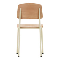 Natural wood finish with light beige metal legs, minimalist design, perfect for modern decor.