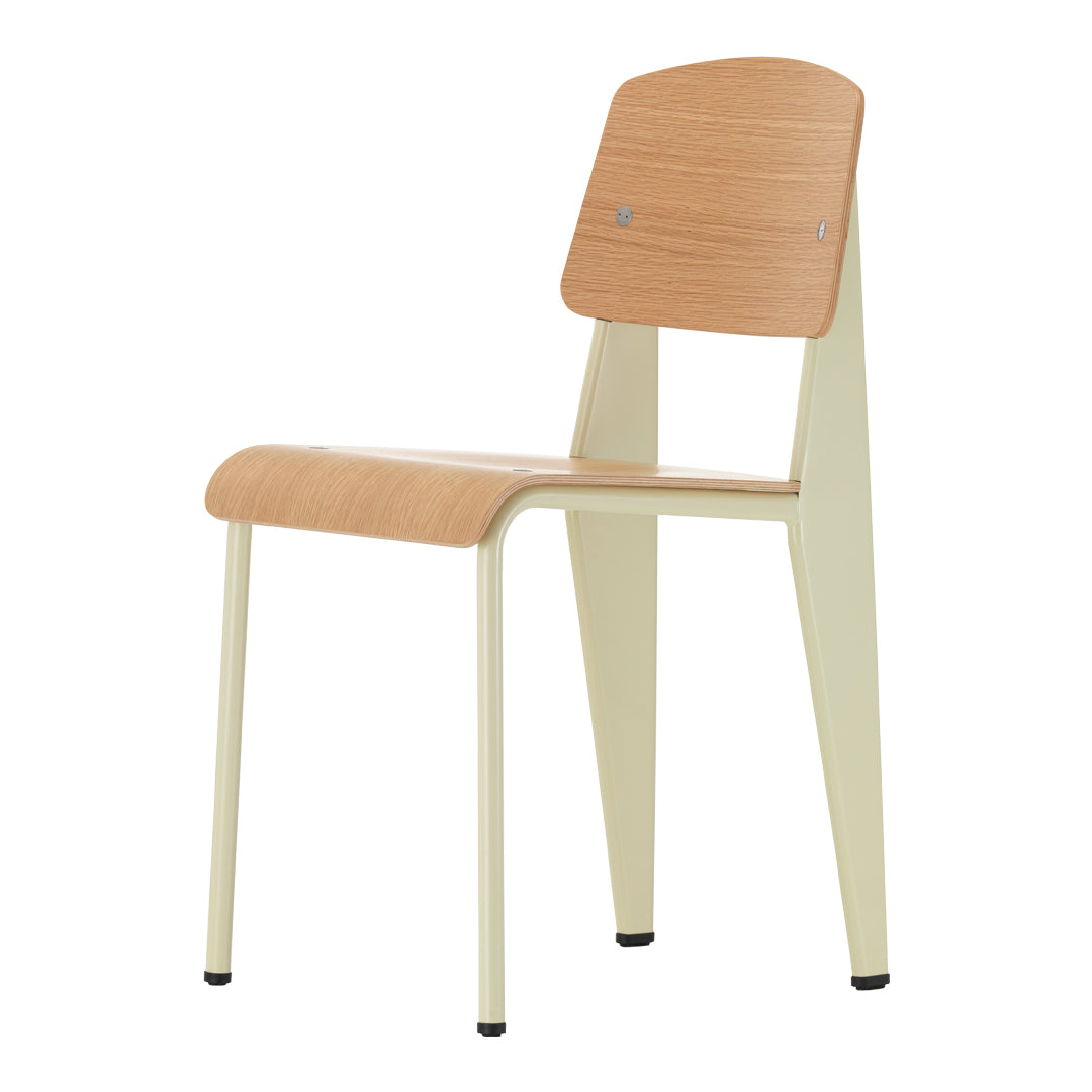 Light wood and soft cream chair with a sleek, minimalist design and smooth surface. Perfect for modern decor.