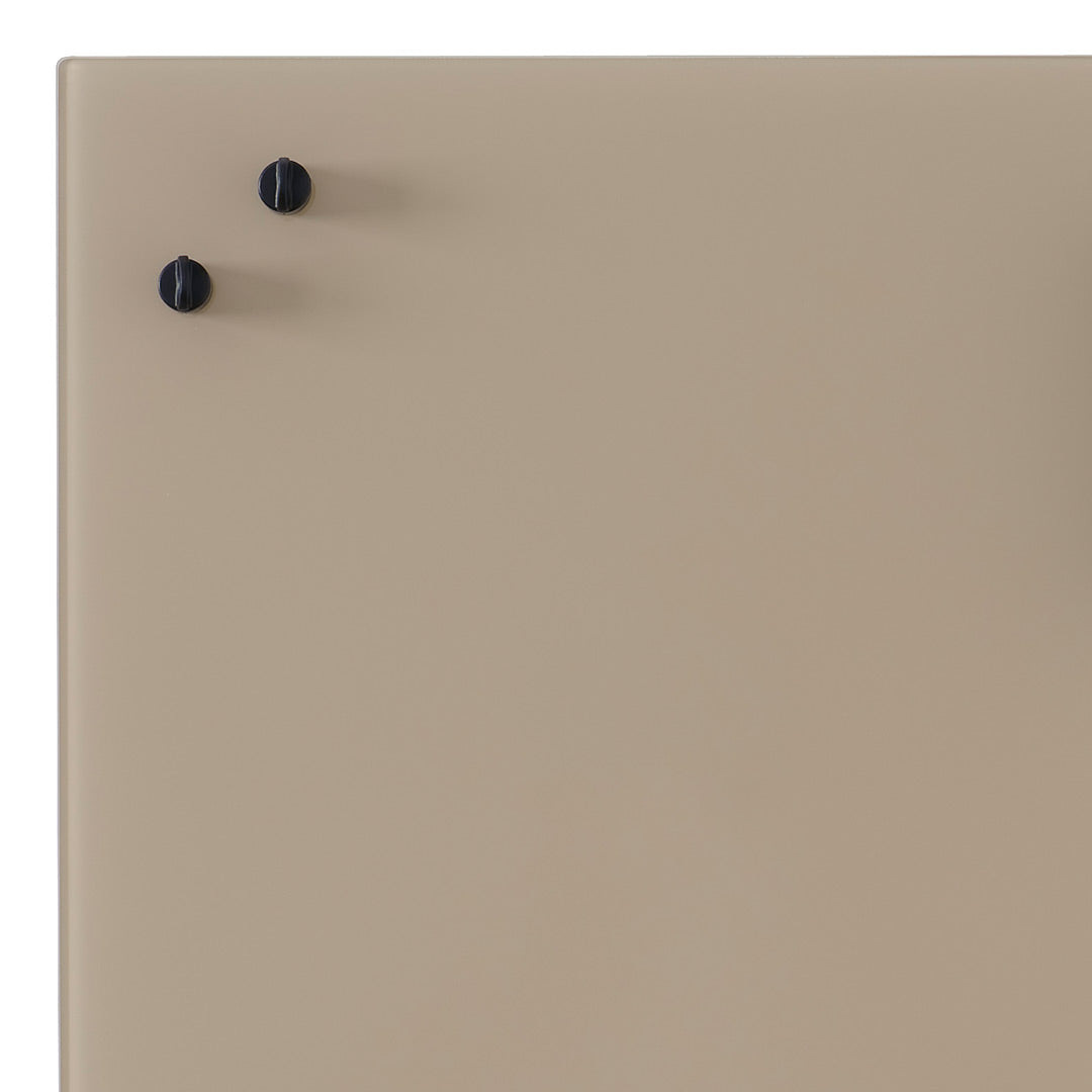 Beige surface with a smooth finish, featuring two black knobs for a striking contrast. Ideal for modern decor.