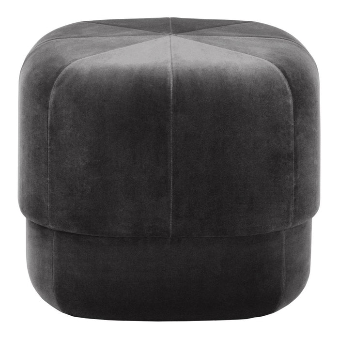 Stylish gray velvet pouf with a diamond pattern, perfect for modern decor and versatile seating or accent use.