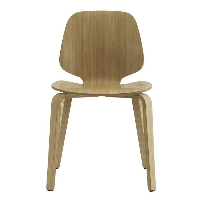 Natural wood chair with a light, minimalist design featuring smooth, curved lines and a warm, sandy hue.