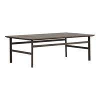 "Rectangular dark brown coffee table with a sleek, minimalist design and smooth surface, perfect for modern interiors."