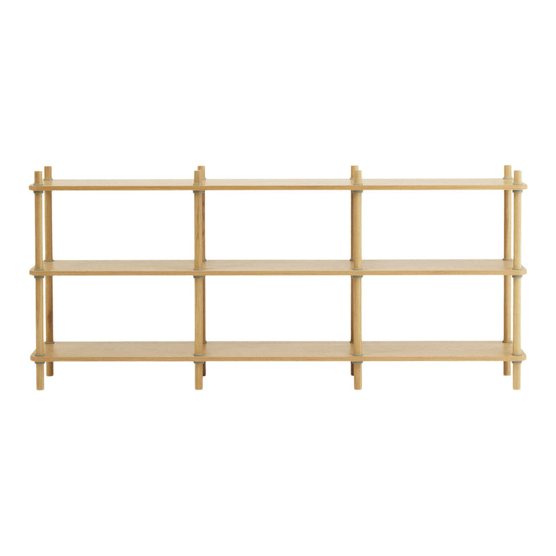 Light natural bamboo shelving unit with a minimalist design and horizontal lines. Perfect for modern decor.