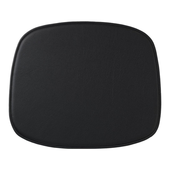 Sleek black seat cushion with a smooth, matte finish and rounded edges for modern decor. Perfect for any seating area.
