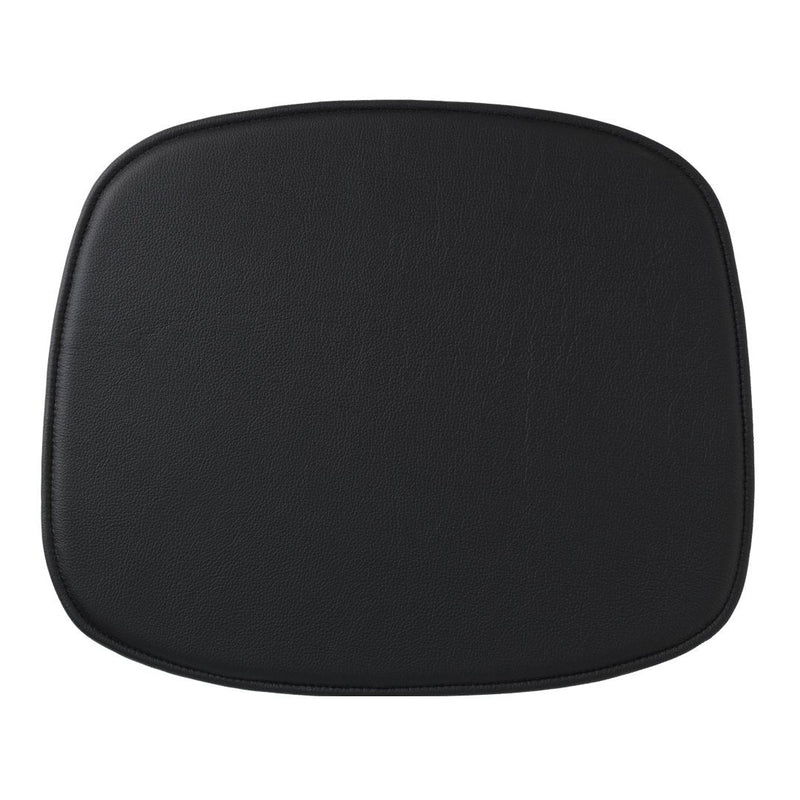 Sleek black seat cushion with a smooth, matte finish and rounded edges for modern decor. Perfect for any seating area.