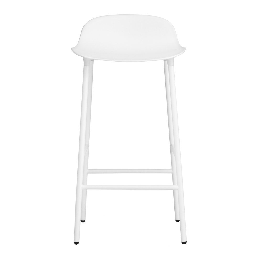White modern bar stool with a sleek, minimalist design and smooth finish. Perfect for contemporary spaces.