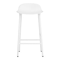 White modern bar stool with a sleek, minimalist design and smooth finish. Perfect for contemporary spaces.