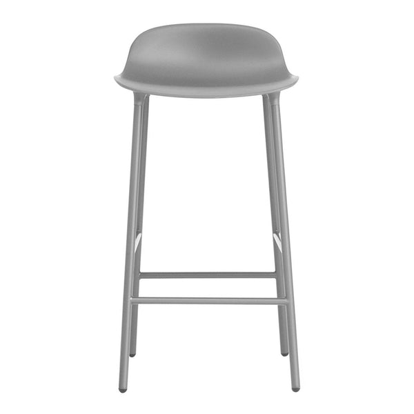Gray modern bar stool with a sleek, minimalist design and smooth finish. Perfect for contemporary spaces.