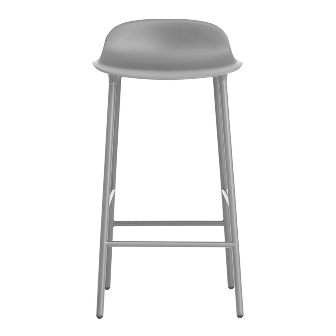 Gray modern bar stool with a sleek, minimalist design and smooth finish. Perfect for contemporary spaces.