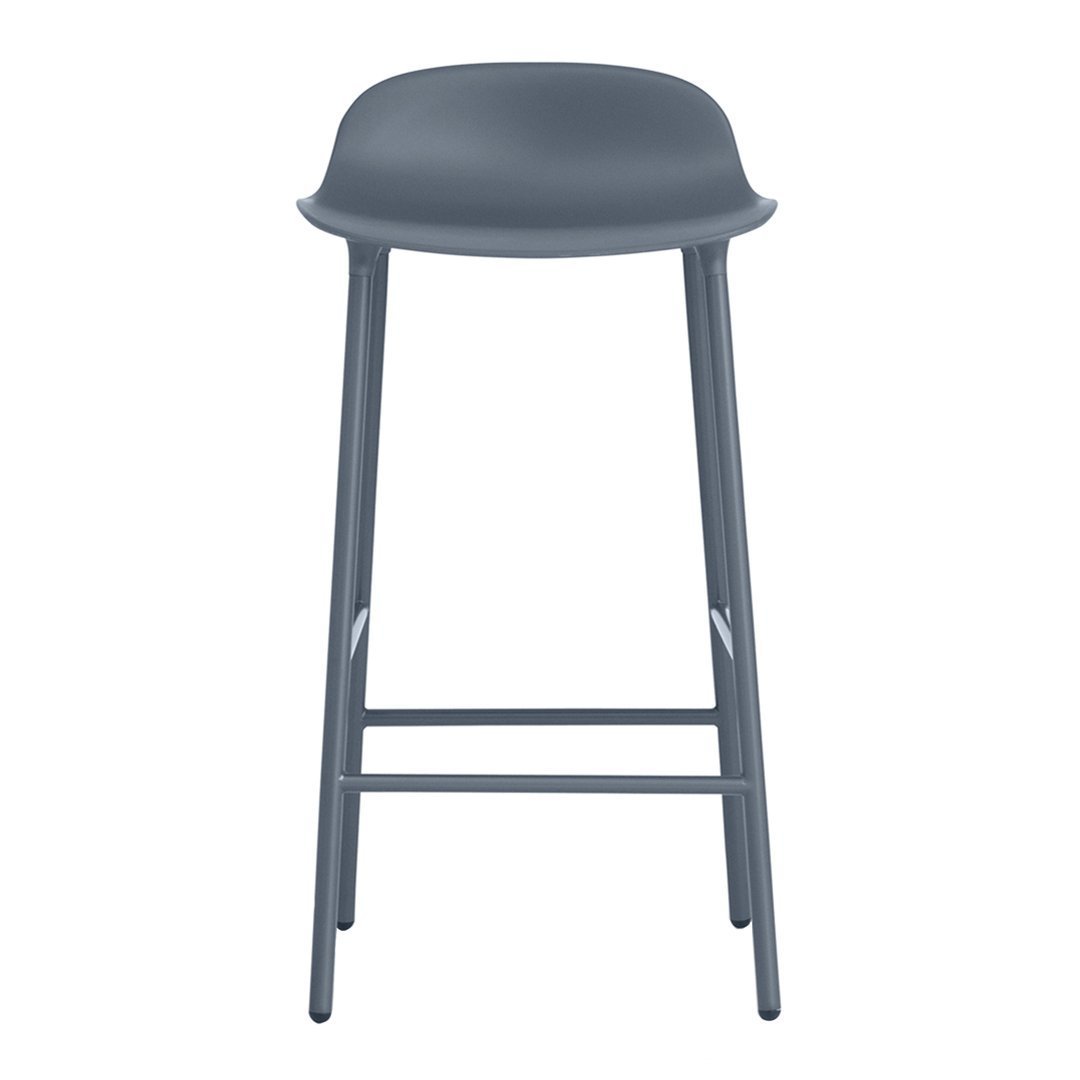 Grey bar stool with a smooth, minimalist design and sleek legs, perfect for modern interiors.