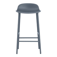 Grey bar stool with a smooth, minimalist design and sleek legs, perfect for modern interiors.