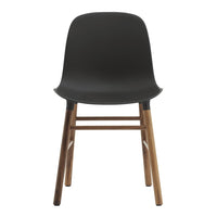 Stylish black chair with a smooth, matte finish and natural wooden legs, perfect for modern decor.