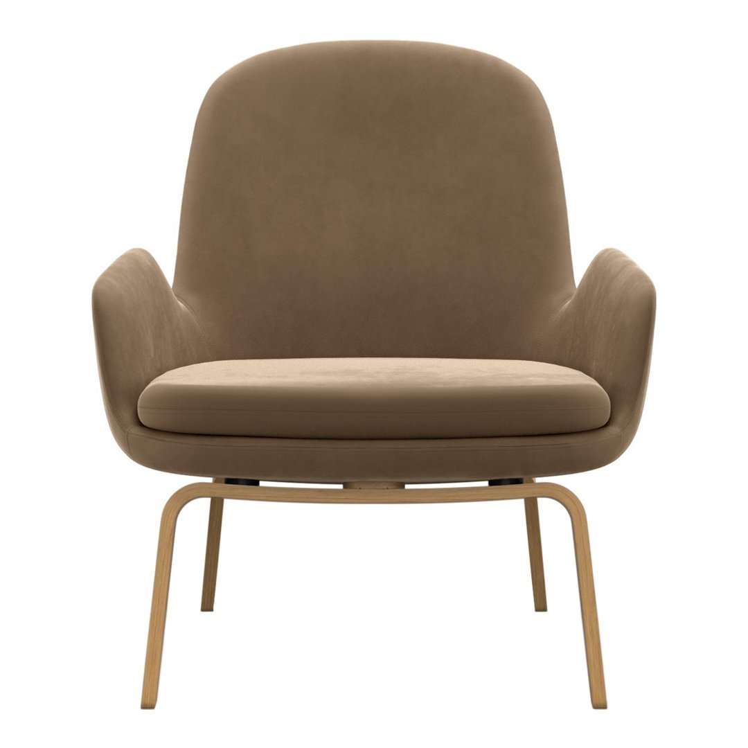 Velvet chair in warm beige with smooth, minimalist design and light wooden legs, perfect for modern decor.