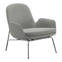 Modern gray armchair with a smooth, minimalist design and sleek chrome legs. Perfect for contemporary decor.