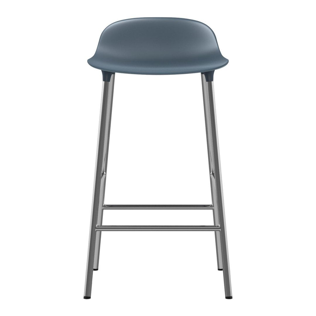 Gray bar stool with a smooth, modern design and sleek metal legs. Ideal for contemporary spaces.