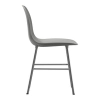 Stylish gray chair with a sleek, curved design and minimalist metal legs. Perfect for modern spaces.