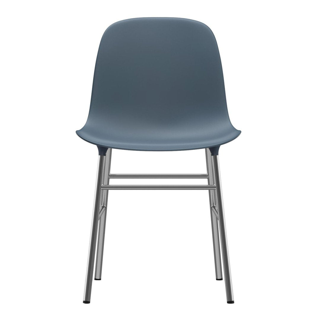 Gray plastic chair with a smooth finish and sleek silver legs, ideal for modern decor.