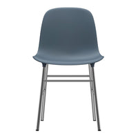 Gray plastic chair with a smooth finish and sleek silver legs, ideal for modern decor.