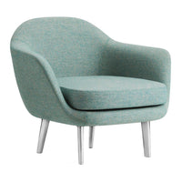 Stylish mint green armchair with a textured finish and sleek silver legs, perfect for modern decor.