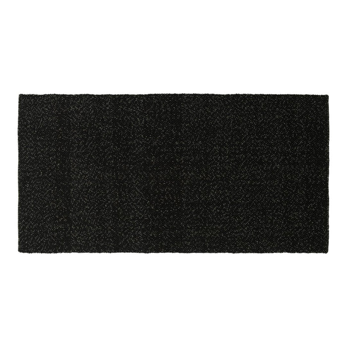 Black textured doormat with a subtle pattern, ideal for entryways and enhancing home decor.