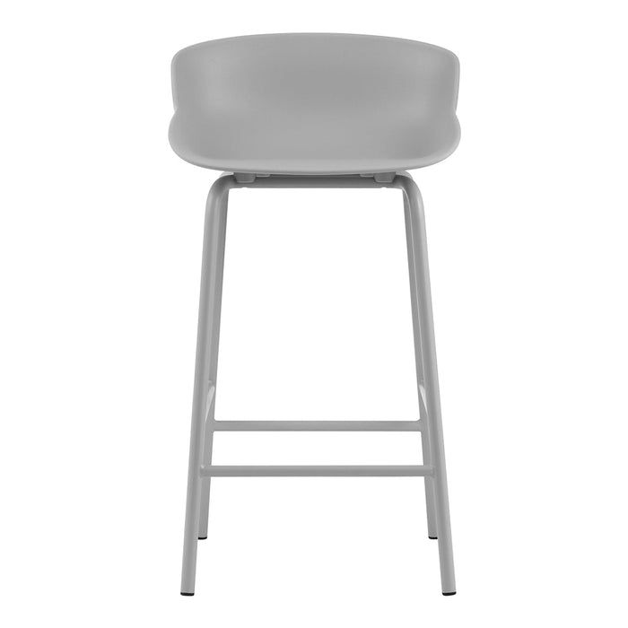 Gray modern bar stool with a sleek design and minimalist patterns. Ideal for contemporary interiors.