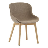 Brown upholstered chair with a minimalist design and light wooden legs, ideal for modern home decor.