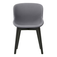Modern gray chair with a smooth finish and sleek black legs, ideal for contemporary decor.