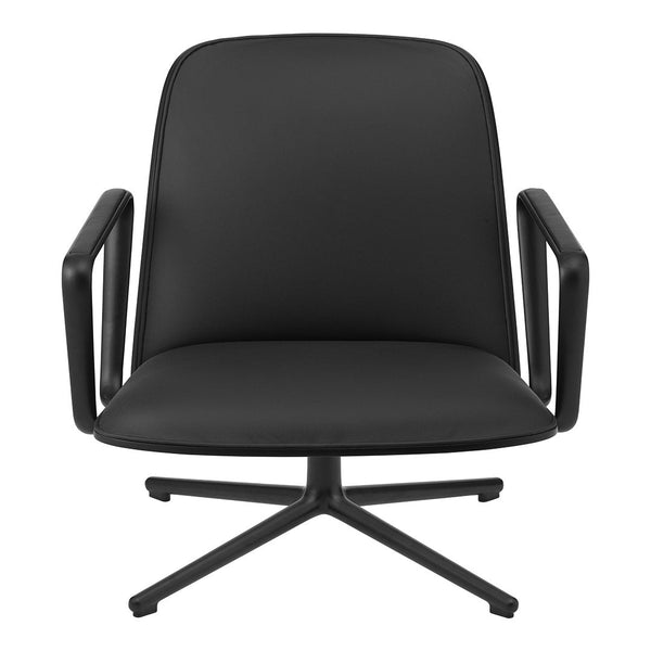 Sleek black upholstered chair with a minimalist design and smooth, streamlined patterns. Ideal for modern interiors.