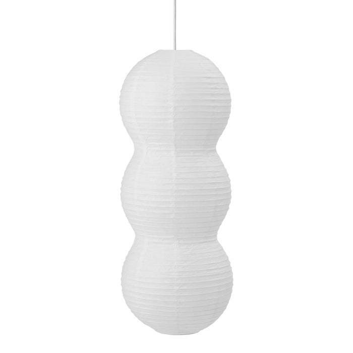 White paper lantern pendant light with a smooth, round shape and layered design. Ideal for soft, ambient lighting.