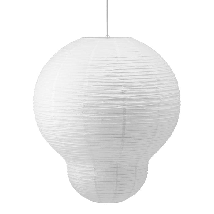 White round paper lantern with a textured, ribbed pattern, ideal for modern home decor.