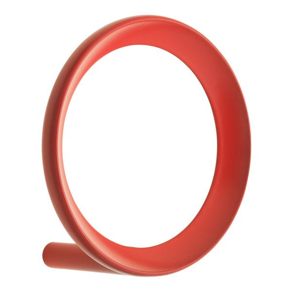 Bright red circular ring with a smooth matte finish, perfect for modern decor.