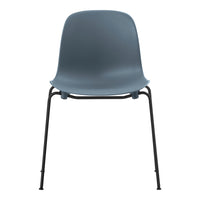 Gray plastic chair with a smooth finish and black metal legs, perfect for modern decor.