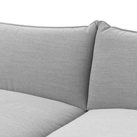 Gray textured fabric sofa cushion with a subtle striped pattern, providing a modern and stylish look.