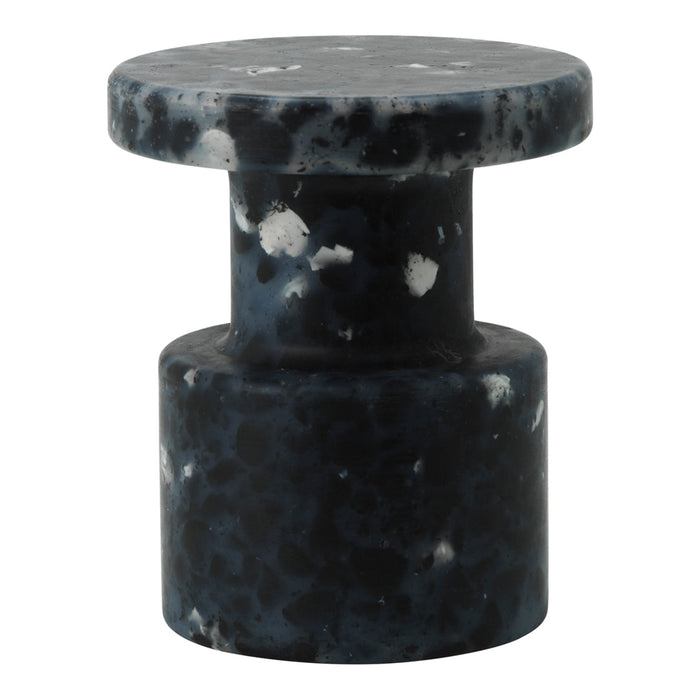 Black marble decorative object with a speckled pattern, featuring a smooth finish and modern silhouette.