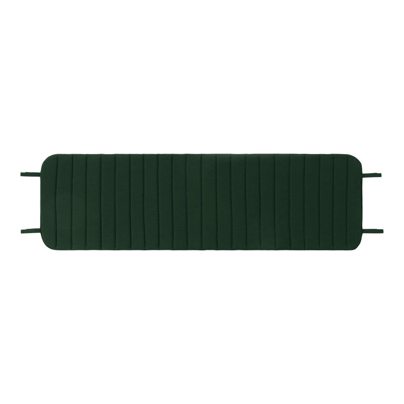 Dark green striped cushion pad with a sleek, modern design suitable for outdoor seating.